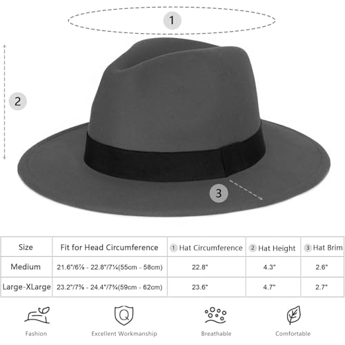 FADACHY Classic Fedora Hat for Men & Women Wide Brim Felt Hat Panama Dress Hat Tan Fedora, L Large XL - Image 5