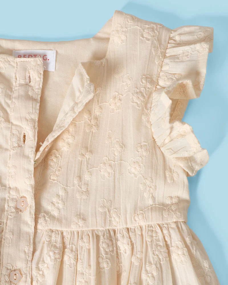 REDTAG Infant Girl Cream Schiffli Blouse