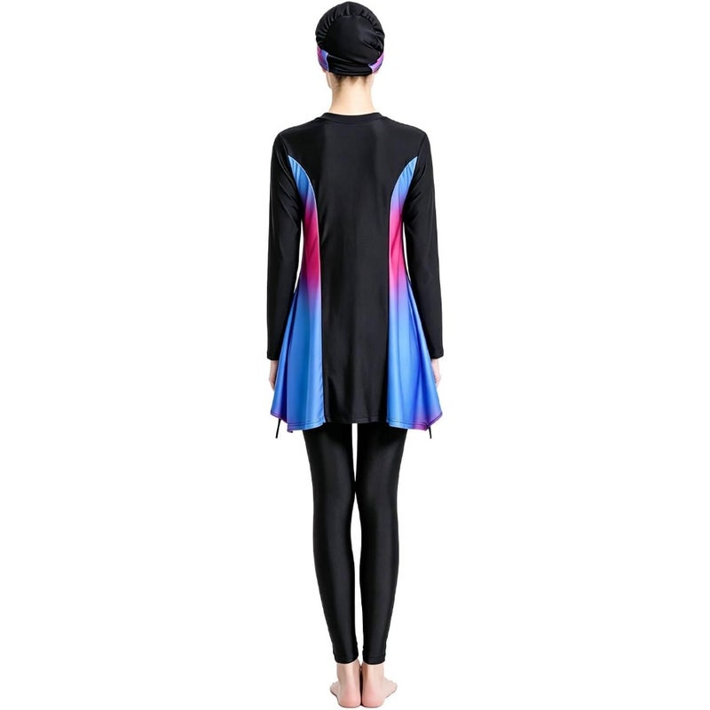 Women's Muslim swimsuits for beach and pool use, polyester-spandex blend, navy blue, UPF 50+ sun protection and secure fit - Image 2