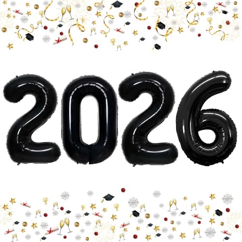 GOER 42 Inch 2026 Black Foil Number Balloons for 2026 New Year Eve Festival Party Supplies Graduation Decorations - Image 1