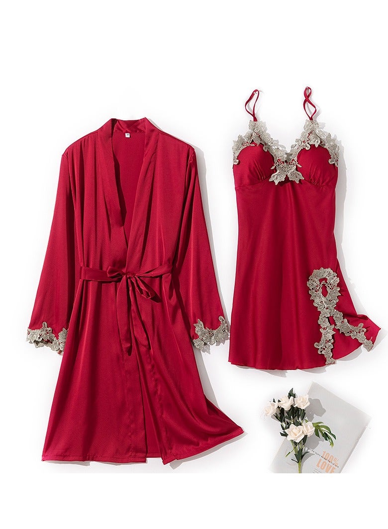 KUYING 2-Piece Set of Ice SilkPajamas  - Image 1