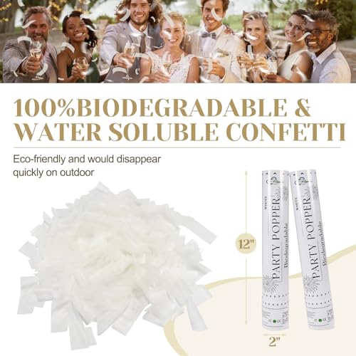 Pilvepidu Rice Paper Biodegradable Confetti Cannon,6Pack Biodegradable Mulitcolor Confetti Poppers Party Shooters,12inch Party Poppers For Lawns Wedding,Birthday,Celebrations,Photo Shoots and New Years. - Image 3