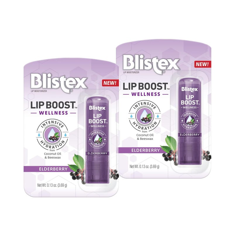 Blistex Lip Boost Wellness, Intensive Hydration from Coconut Oil & Beeswax, Elderberry Moisturizer (Pack of 2) - Image 1