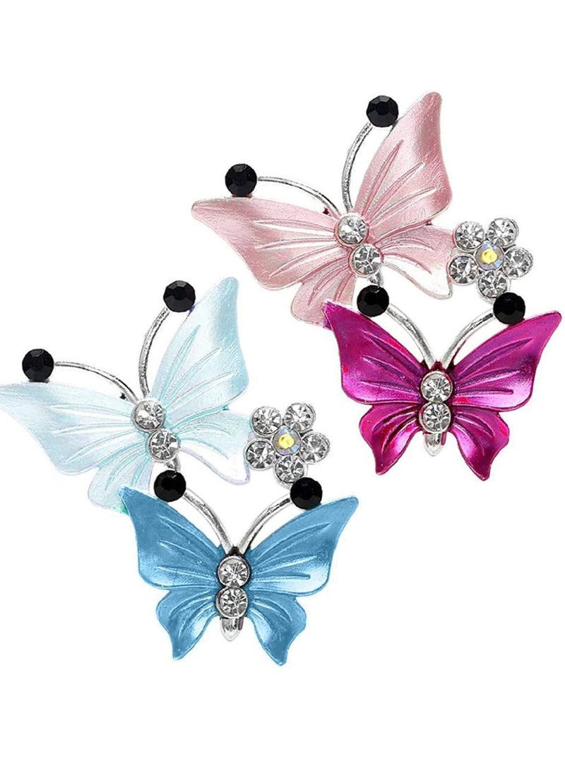 Y&D Pink Butterfly Car Clips Lovely Dual Air Outlet Freshener Clip Aroma Diffuser Decor Bling Interior Accessories Decoration Gift for Women Girl - Image 3