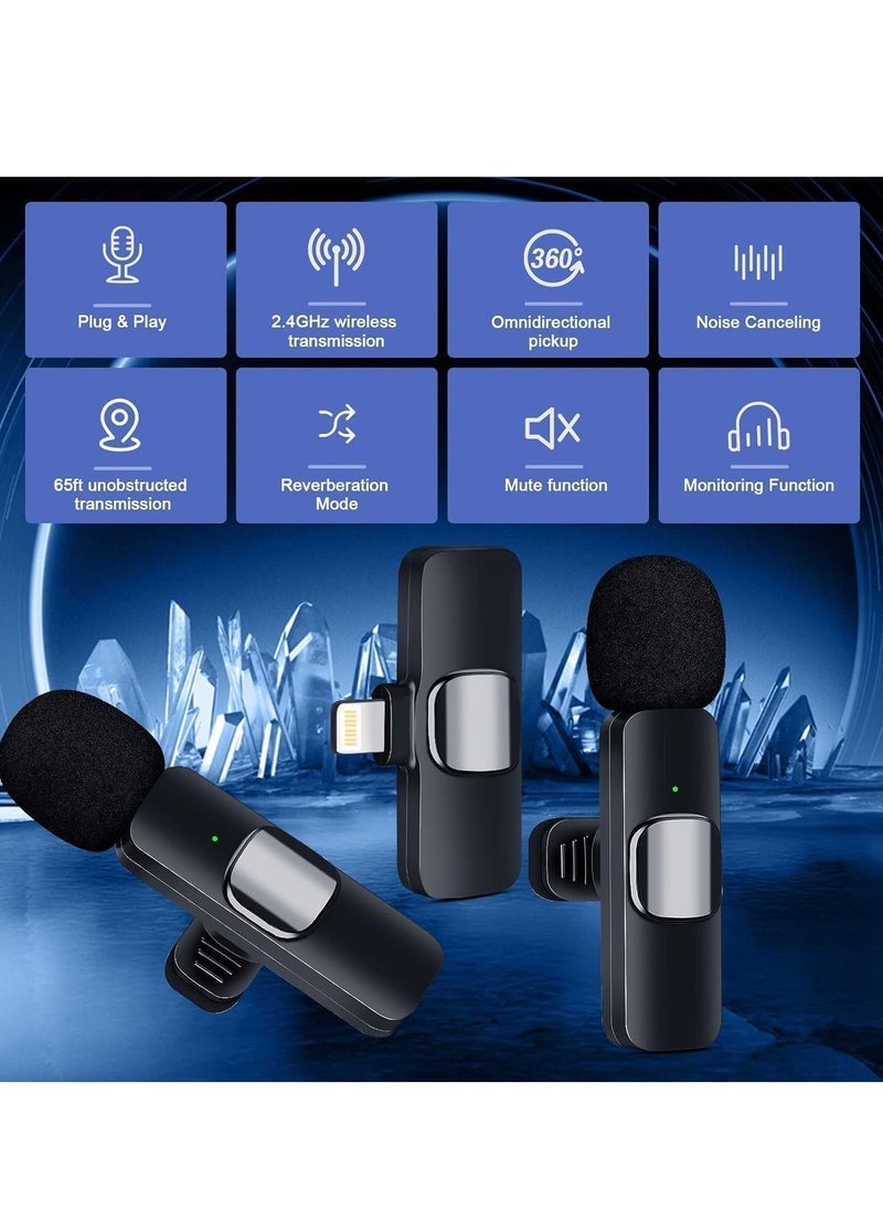 Gravity New Dual Omnidirectional Wireless Microphone for iPhone, Noise Cancelling with Echo Mode, Professional Mic for Video Recording, Podcasting, YouTube, High-Quality Audio, Easy to Use, Compact & Portable - Image 4