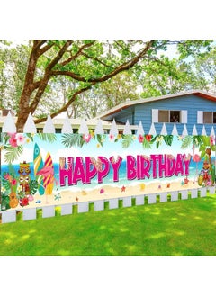 Breling Hawaiian Birthday Party Supplies Aloha Luau Party Banner Tropical Flamingo Party Decorations Large Yard Sign Background for Luau Party Birthday Party Indoor Outdoor Decorations  - Image 5