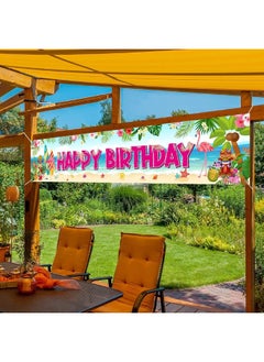 Breling Hawaiian Birthday Party Supplies Aloha Luau Party Banner Tropical Flamingo Party Decorations Large Yard Sign Background for Luau Party Birthday Party Indoor Outdoor Decorations  - Image 2