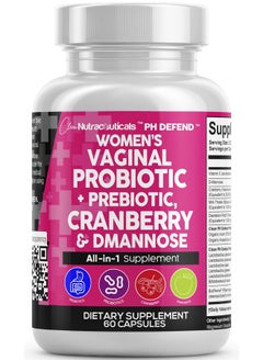Clean Nutraceuticals Clean Nutraceuticals Vaginal Probiotics for Women + Prebiotics 20 Billion Cranberry Pills 30,000mg w/D-Mannose 500 mg for Urinary Tract Health pH Balance - for Vaginal Health Supplements Pills  - Image 1