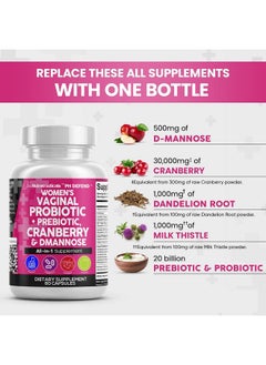 Clean Nutraceuticals Clean Nutraceuticals Vaginal Probiotics for Women + Prebiotics 20 Billion Cranberry Pills 30,000mg w/D-Mannose 500 mg for Urinary Tract Health pH Balance - for Vaginal Health Supplements Pills  - Image 3