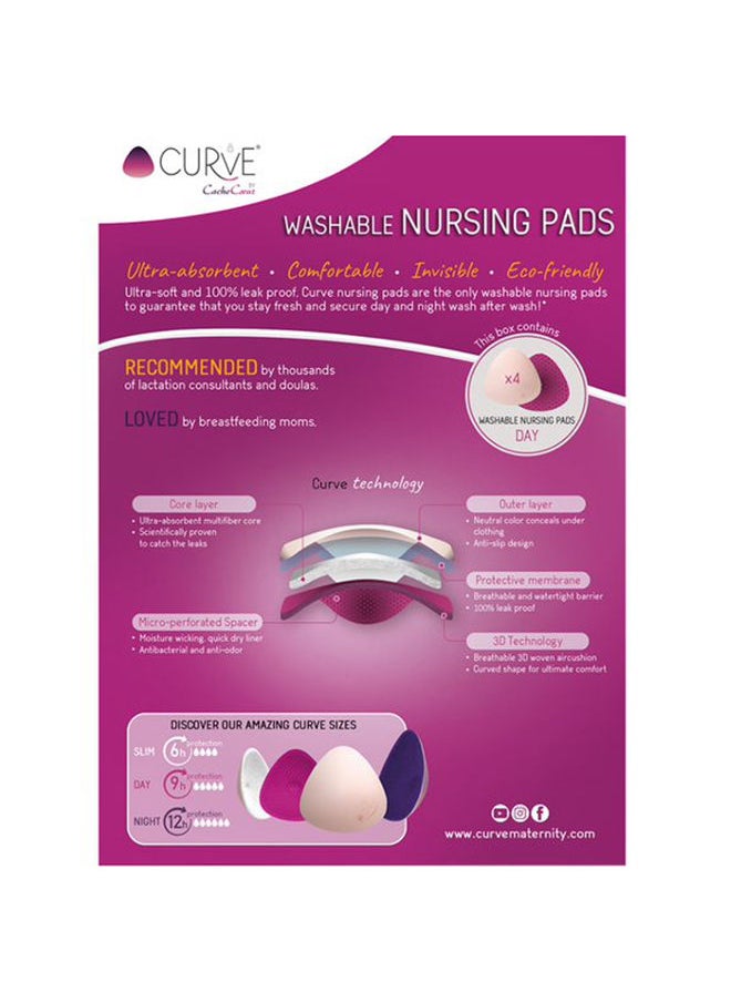 Curve Essential Plus 4 Washable Nursing Pads Day Fuchsia  - Image 5