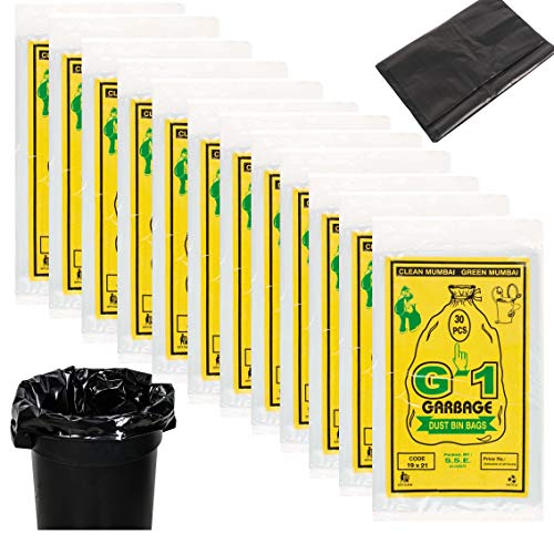 G1 G 1 Disposable Garbage/Trash/Dustbin Bags and Covers For Home Hospitals Hotels | Medium Size | Black Color | 19 x 21 inch | 360 Pieces | - Image 1