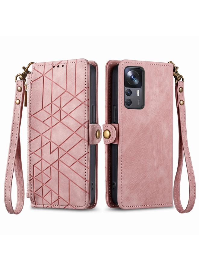 erorex Case For Xiaomi 13 Lite Geometric Zipper Wallet Side Buckle Leather Phone Case - Image 2