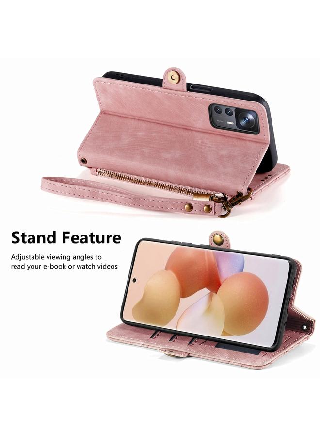 erorex Case For Xiaomi 13 Lite Geometric Zipper Wallet Side Buckle Leather Phone Case - Image 4