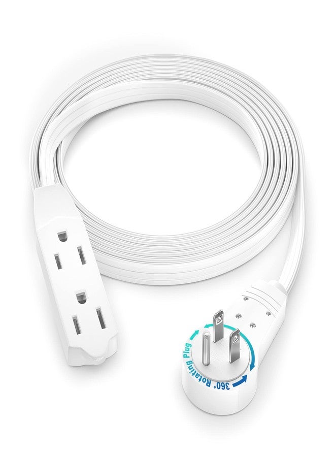 Maximm Cable 6 Ft 360° Rotating Flat Plug Extension Cord/Wire, 16 AWG Multi 3 Outlet Extension Wire, 3 Prong Grounded Wire - White - UL Certified - Image 1