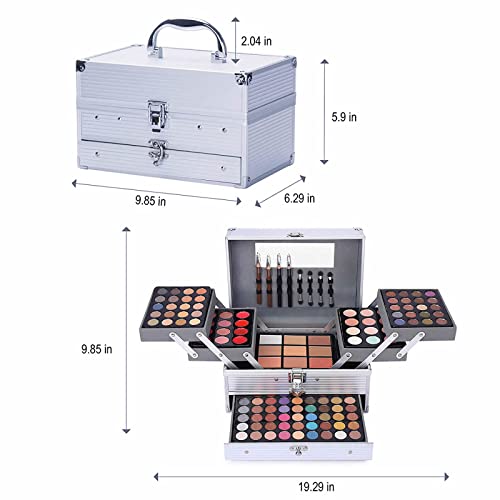 Miss Rose 132 Color All In One Makeup Kit,Professional Makeup Case,Makeup Set for Teen Girls,Makeup Palette,Multicolor Eyeshadow Kit(006N2-Silver) - Image 4