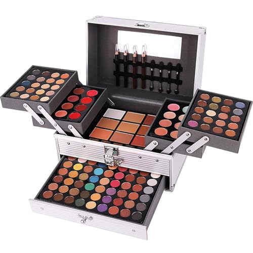Miss Rose 132 Color All In One Makeup Kit,Professional Makeup Case,Makeup Set for Teen Girls,Makeup Palette,Multicolor Eyeshadow Kit(006N2-Silver) - Image 3