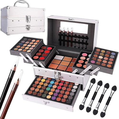 Miss Rose 132 Color All In One Makeup Kit,Professional Makeup Case,Makeup Set for Teen Girls,Makeup Palette,Multicolor Eyeshadow Kit(006N2-Silver) - Image 1
