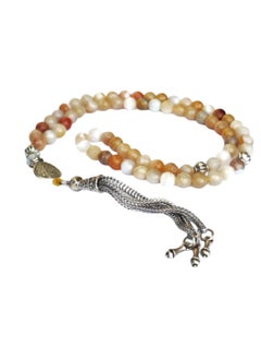 Brazilian agate rosary, 66 beads, features small, elegant, wavy agate beads, size 6 ml, beautiful and unique appearance.