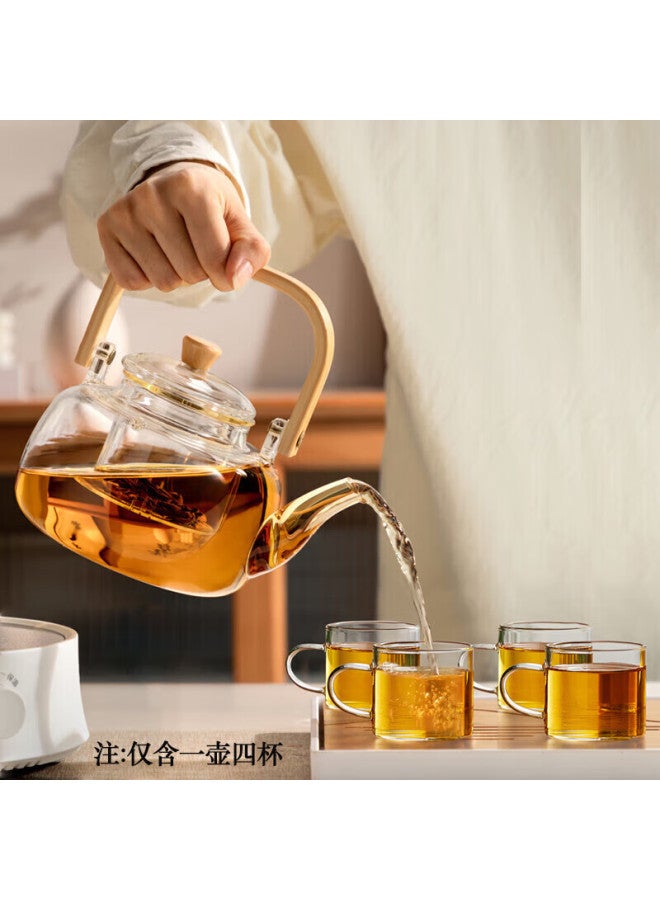 Yihutea Glass Tea Pot Set With Tea Infuser, Electric Ceramic Stove, High Temperature Resistance, Filter, Boiling Water, Pu'er Tea, Household Tea Pot With Handle - Image 1