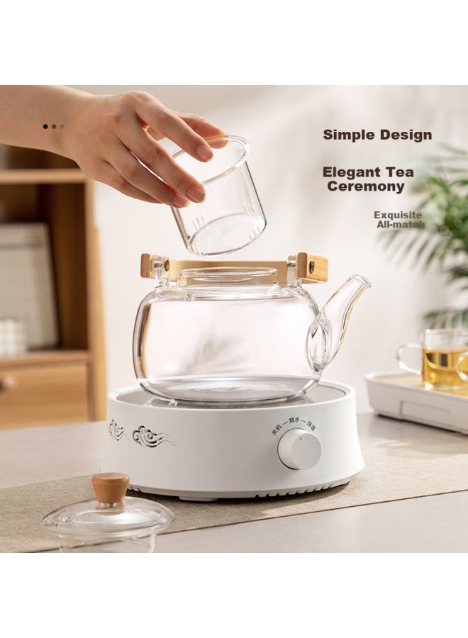 Yihutea Glass Tea Pot Set With Tea Infuser, Electric Ceramic Stove, High Temperature Resistance, Filter, Boiling Water, Pu'er Tea, Household Tea Pot With Handle - Image 4