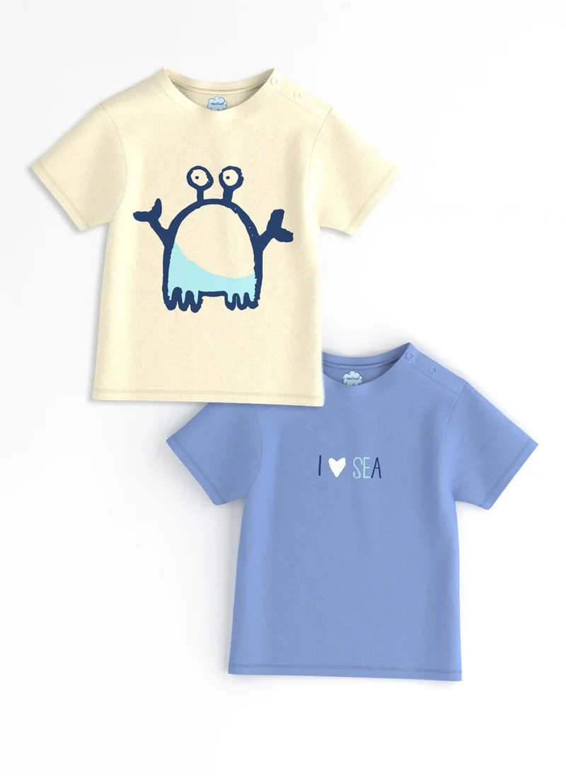 Nautinati Nautinati Boys' Pack of 2 Cotton Beach Graphic Printed T-shirts