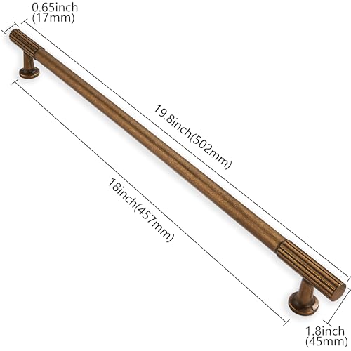 ZAUYX 1Pack 18 Inch Hole Center Appliance Pulls Antique Brass Cabinet Pulls Solid Heavy Duty Cabinet Pull is Suitable for Drawers Dressers Handles Kitchens Bathroom cabinets - Image 3