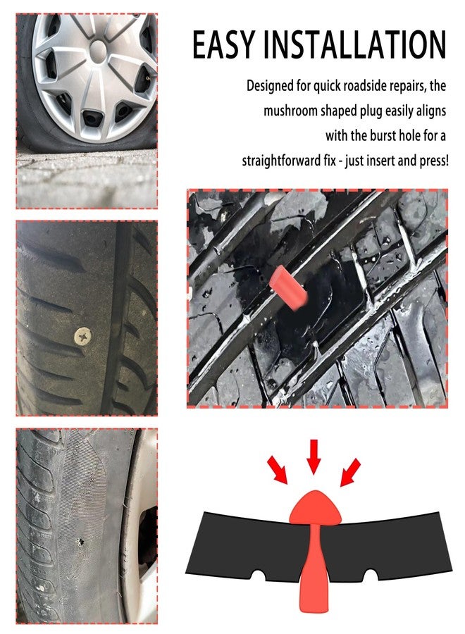 YGDMD 90PCS Mushroom Tire Plugs Kit,Tire Repair Kit with Plugs Suitable for Tubeless Tires,Universal Mushroom Plug Tires Repair Kits Vehicle Accessories for Cars,Motorcycles - Image 4