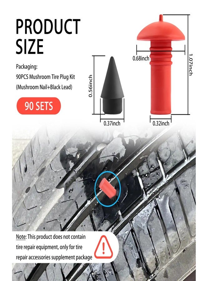 YGDMD 90PCS Mushroom Tire Plugs Kit,Tire Repair Kit with Plugs Suitable for Tubeless Tires,Universal Mushroom Plug Tires Repair Kits Vehicle Accessories for Cars,Motorcycles - Image 2