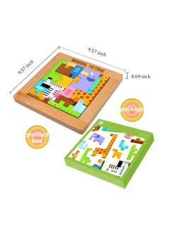 SYOSI Wooden Toddler Puzzles Toys Animal Beechwood Building Blocks Montessori Educational Toys for Toddler 3+ Years Shape Matching 3D Wooden Puzzle  - Image 1