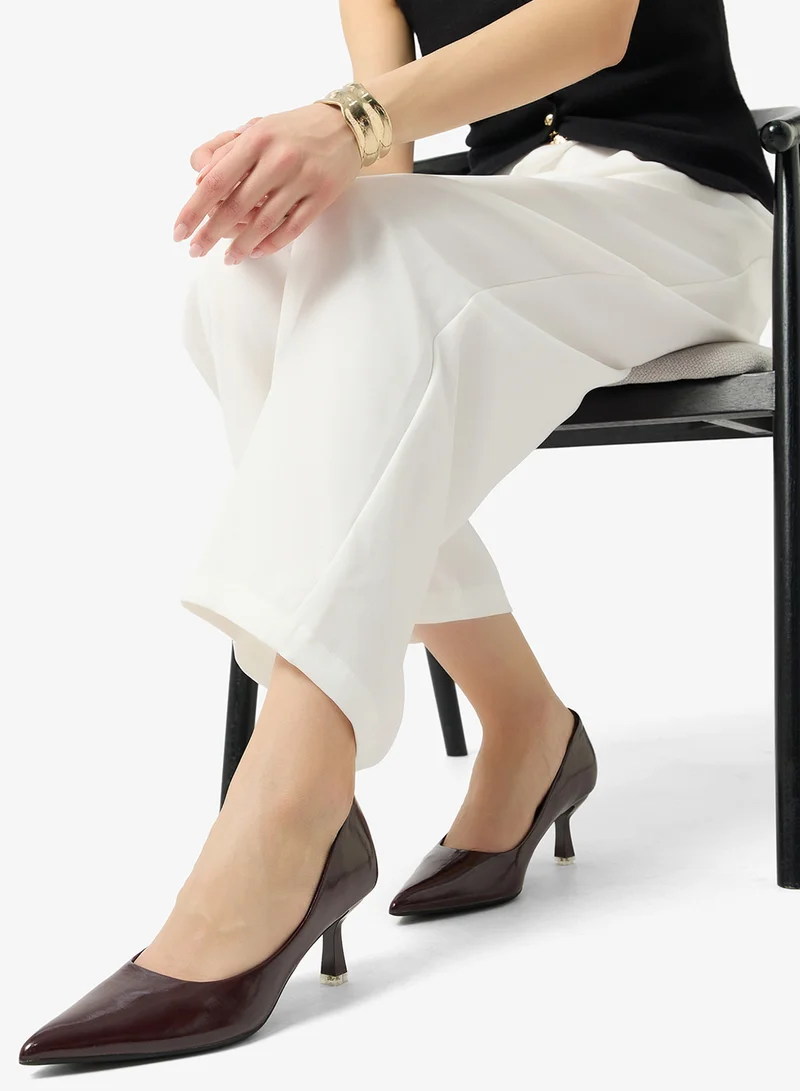 Ella Burgundy Classic Mid Heel Pumps for Women | Best Price UAE