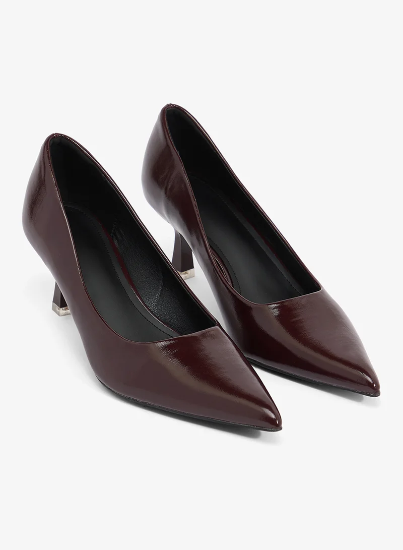 Ella Burgundy Classic Mid Heel Pumps for Women | Best Price UAE