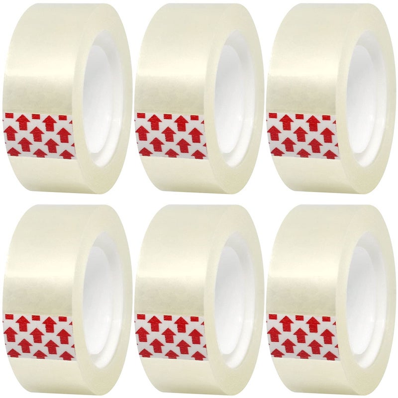 PCKPGON Transparent Tape Refills, 6 Rolls, 3/4 x 1000 Inches, 1 inch Core, Clear Desk Refillable Tape Dispenser Refill Rolls, Glossy Gift Wrapping Tape, Engineered for Home Office School Use - Image 1