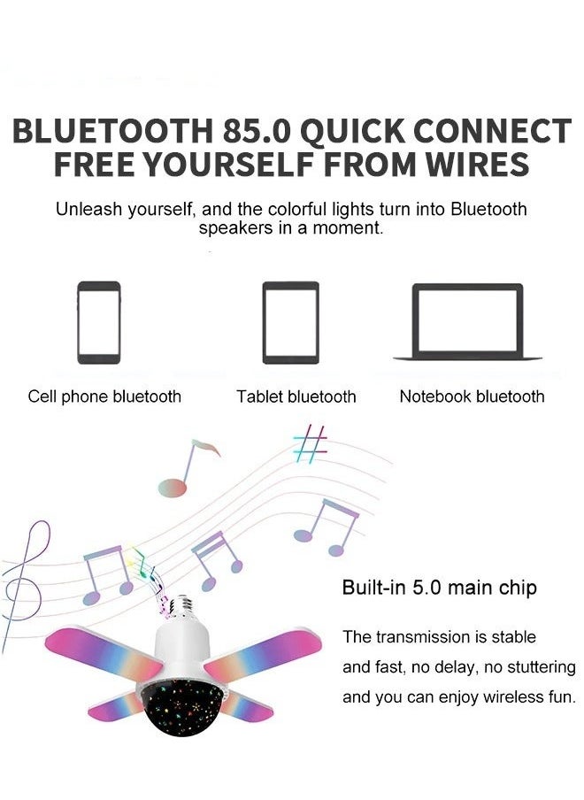 MIXDE - LED Fan Music Light Bulb,Colour Changing Lamp Eith Built-In Bluetooth Speaker And Remote Control - Image 1