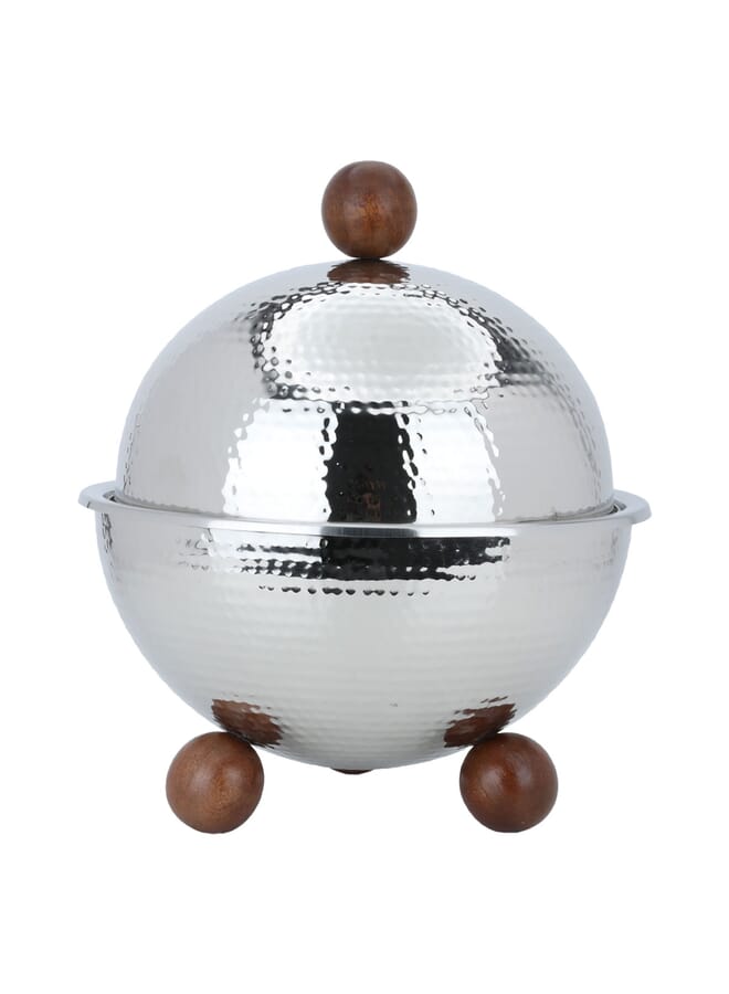 Alsaif Gallery Round serving plate steel wooden legs - Image 1