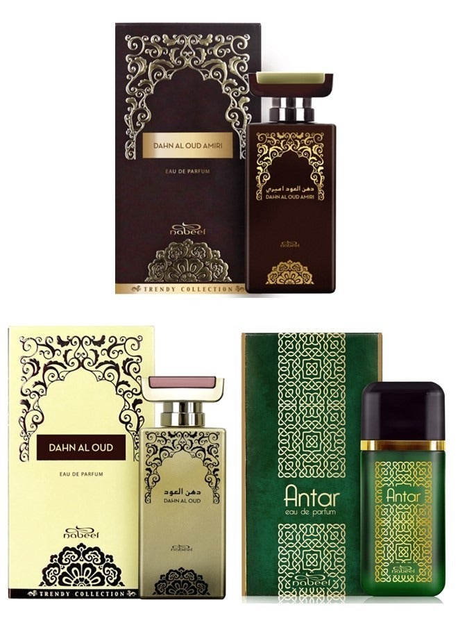نبيل طقم عطور من 3 قطع عطر نبيل دهن العود 100 مل دهن العود عطر أميري 100 مل و عطر عنتر 100 مل - Image 1
