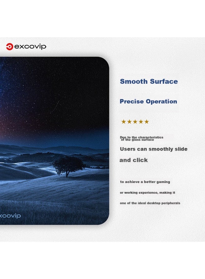 Exco Glass Mouse Pad, Professional E-sports Gaming Photovoltaic Mouse Pad, Hard Colorful Pad, For Computer Office Laptop, Small And Medium Size, 250*200mm, Colorful Aurora 0098 - Image 3