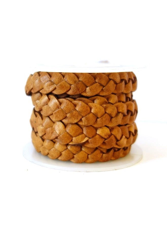 Cords Craft, 10mm 3 Ply Flat Braided Genuine Leather Cord, Flat Leather Cord, Braided Leather Cord, Leather Cord, Tan Color, Hand Braided, Roll of 2 Meters - Image 5
