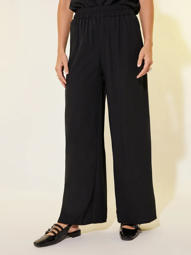 Take Two Take Two Solid Mesh Sleeves Top and Pants Co-Ords