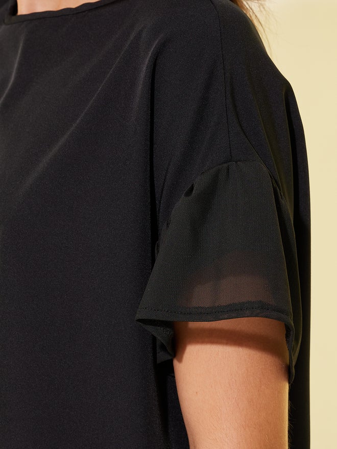 Take Two Solid Mesh Sleeves Top and Pants Co-Ords - Image 3