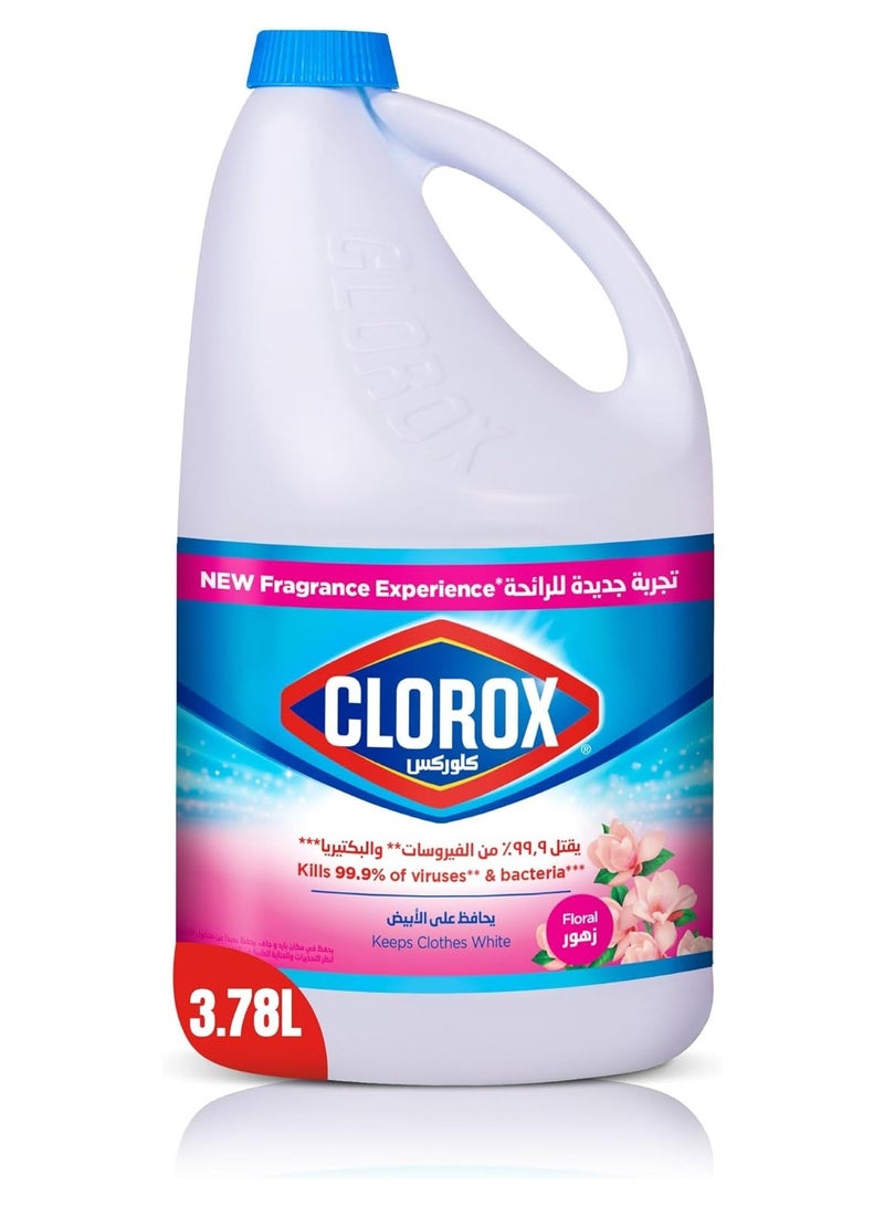 Clorox Bleach Liquid 3.78L, Floral Fragrance, New Scent Experience, Kills 99.9% of Viruses & Bacteria, Cleans and Sanitizes - Image 1