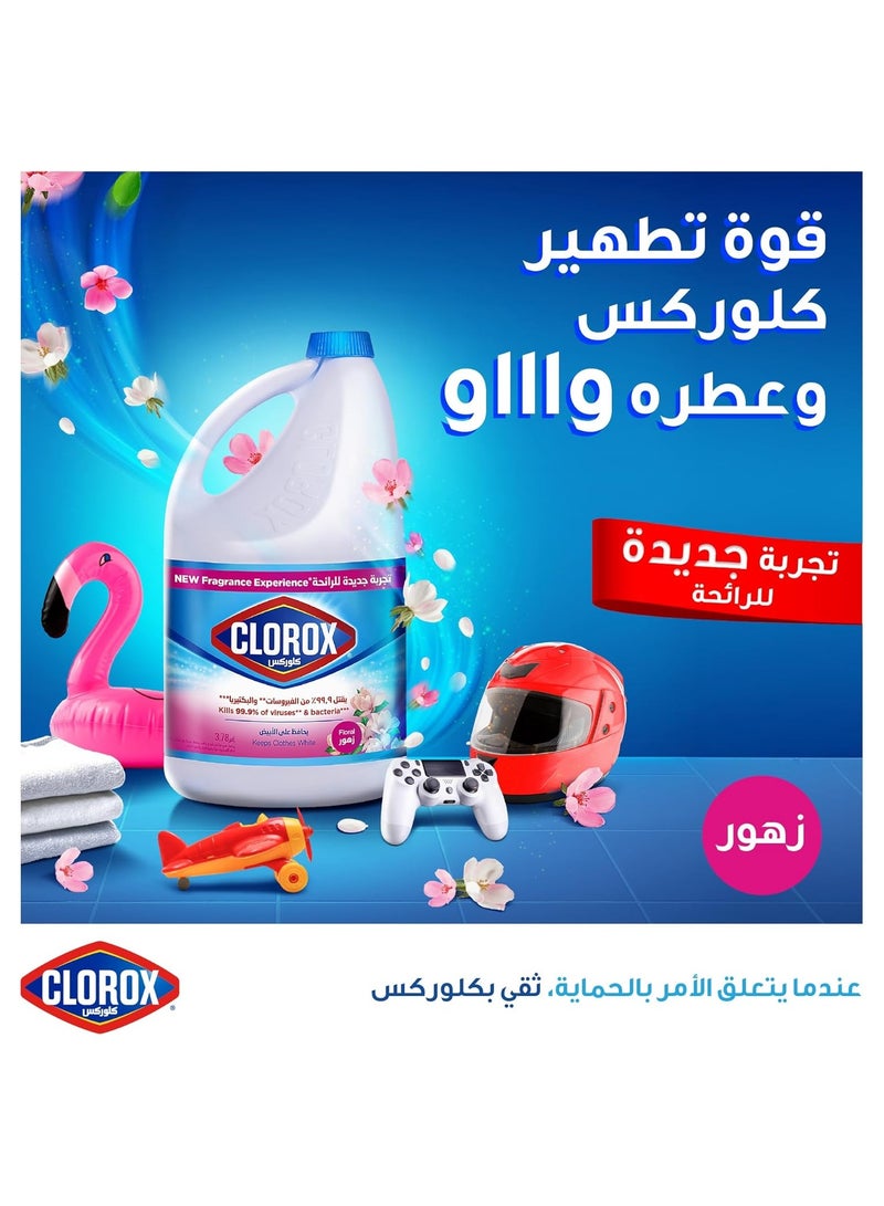 Clorox Bleach Liquid 3.78L, Floral Fragrance, New Scent Experience, Kills 99.9% of Viruses & Bacteria, Cleans and Sanitizes - Image 3