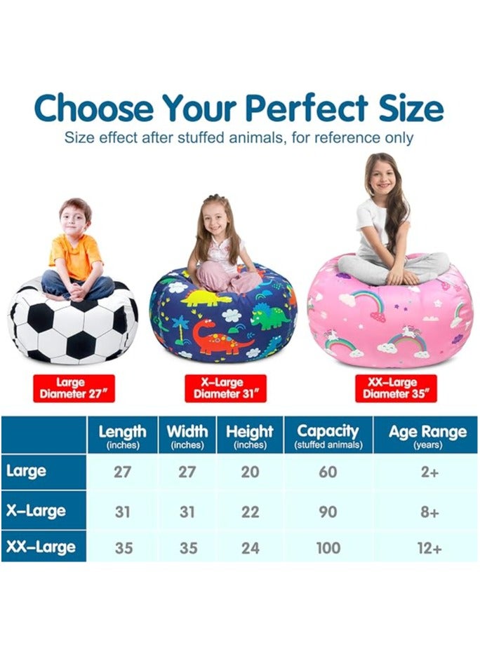Stuffed Animal Storage Bean Bag Chair Cover for Kids, Dinosaur Zipper Beanbag Chair Cover for Organizing Toddler and Kids' Rooms Plush Toys (Dinosaur, Large)