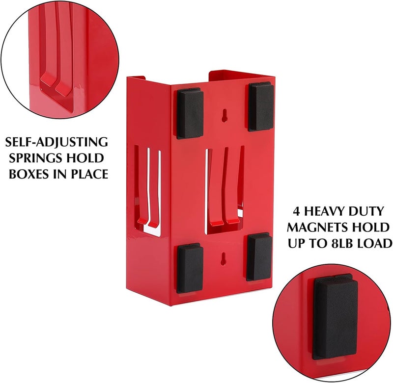 EMENTOL Magnetic Glove/Tissue Dispenser Holder, Red Glove Dispenser Wall Mount, Mount onto Tool Box or in Workshops - Image 2
