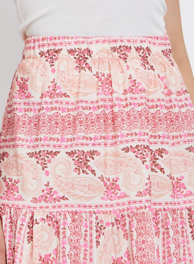 تايك تو تنورة ميدي بحافة واسعة وخصر مطاطي - Image 3