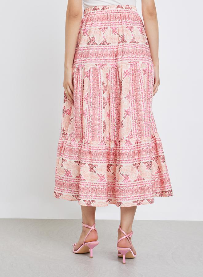 تايك تو تنورة ميدي بحافة واسعة وخصر مطاطي - Image 4