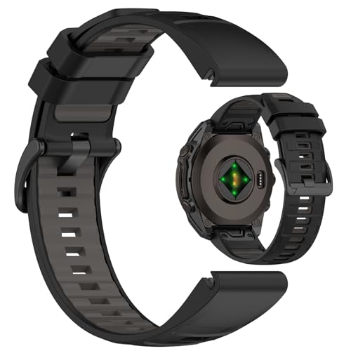 LOKEKE Compatible with Garmin Fenix 8 Replacement Wrist Band - 22mm Replacement Silicone Wrist Watch Band Strap Compatible with Garmin Fenix 8/8 Pro Amoled 47mm(Black+Gray) - Image 3