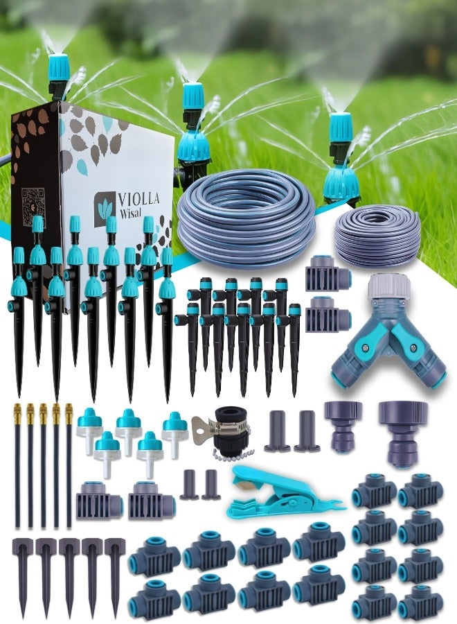 فيولا وصال مجموعة نظام الري بالتنقيط المطور  أنابيب توزيع ري للحديقة( 6-12) ملم، ملحقات الري بالتنقيط ومجموعة الرذاذ موفرة للماء للنباتات والزهور - Image 1