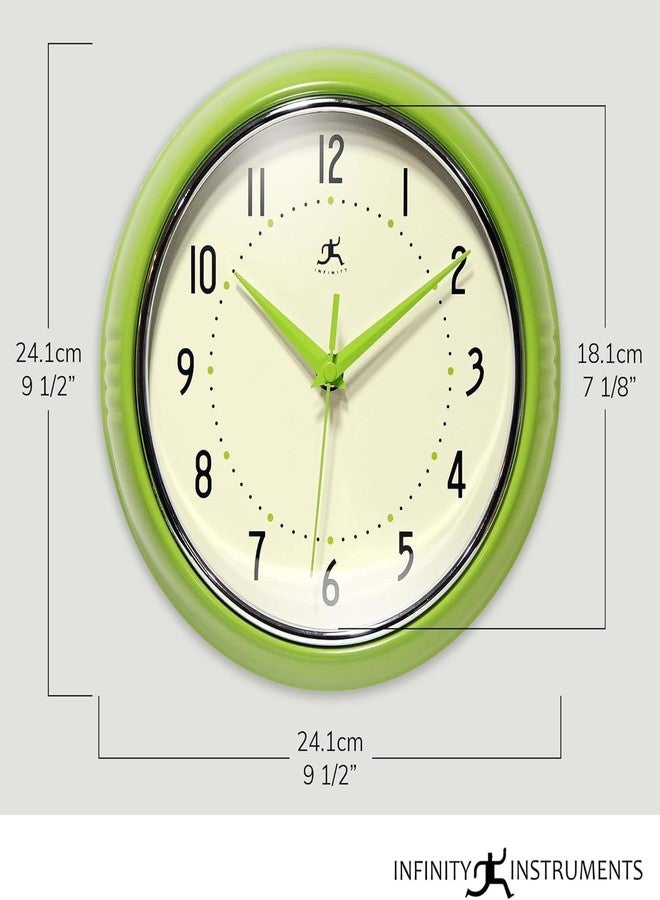 Infinity Instruments Retro Round Metal Wall Clock, Meadow Mist, 9.5" - Image 2