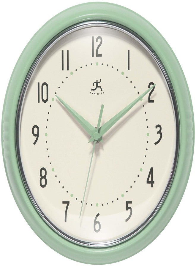 Infinity Instruments Retro Round Metal Wall Clock, Meadow Mist, 9.5" - Image 1