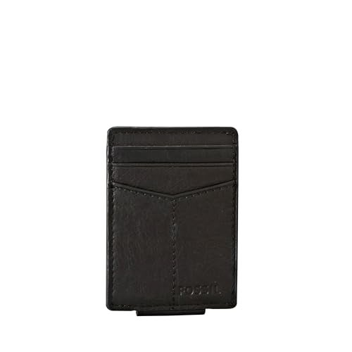 Fossil Mens Ingram Leather Magnetic Card Case with Money Clip Wallet Slim Wallet for Men Black - Image 3